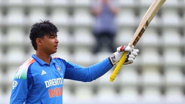 India's Vaibhav Suryavanshi celebrates