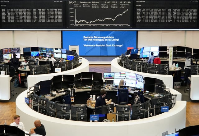 The German share price index DAX graph is pictured at the stock exchange in Frankfurt, Germany, May 19, 2025. REUTERS/Staff/File Photo
