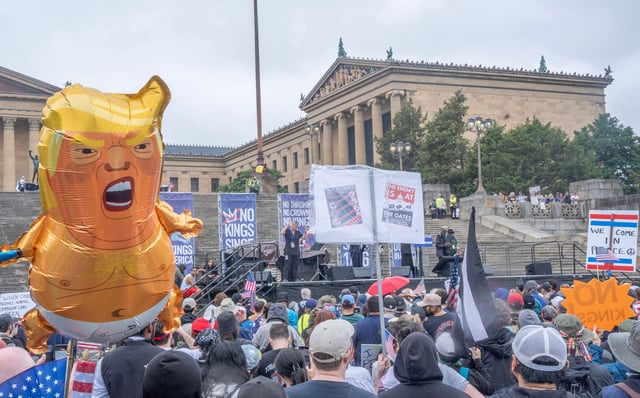 A protest against President Donald Trump in Philadelphia on June 14, 2025.