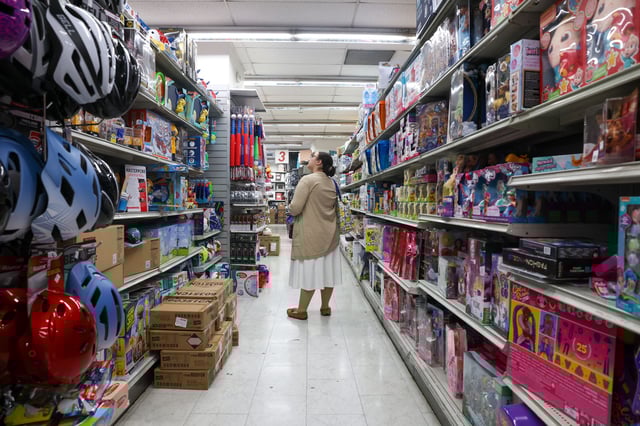 People shop at a Manhattan retail store on July 15, 2025 in New York City.