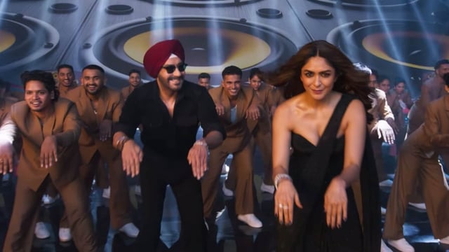 Ajay Devgn and Mrunal Thakur's stills from The Po Po song.