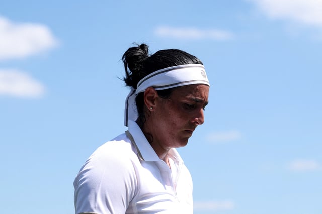 Tennis - Wimbledon - All England Lawn Tennis and Croquet Club, London, Britain - June 30, 2025 Tunisia's Ons Jabeur during her first round match against Bulgaria's Viktoriya Tomova REUTERS/Toby Melville/File Photo