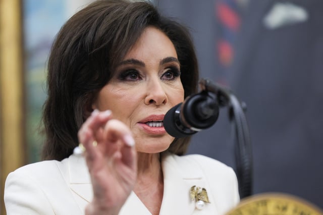 Jeanine Pirro speaks during the swearing-in ceremony as interim U.S. Attorney for the District of Columbia, hosted by U.S. President Donald Trump at the White House in Washington, D.C., U.S., May 28, 2025.