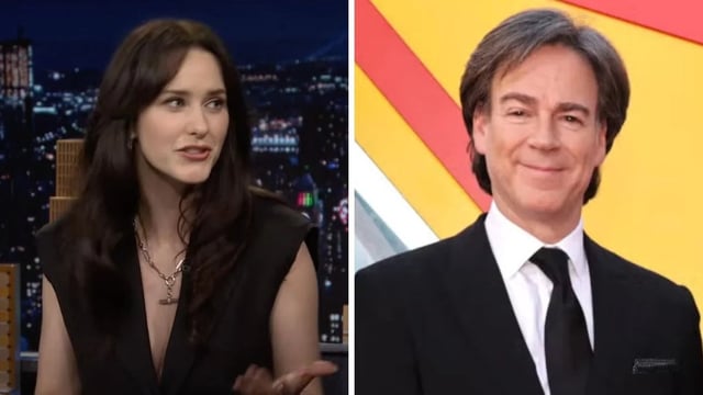 Rachel Brosnahan on "The Tonight Show" and Peter Safran (NBC/Getty Images)