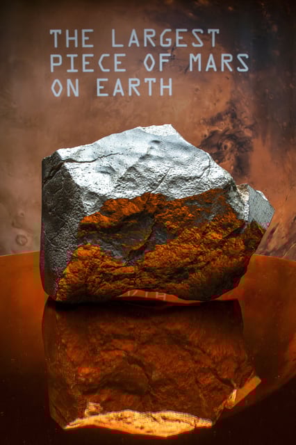 The meteorite NWA 16788, the largest known piece of Mars on Earth, is displayed during the press preview of Sotheby’s Natural History auction in New York City, U.S., July 8, 2025. REUTERS/Eduardo Munoz