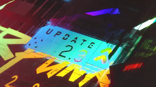 Key artwork for the Cyberpunk 2077 version 2.3 update.