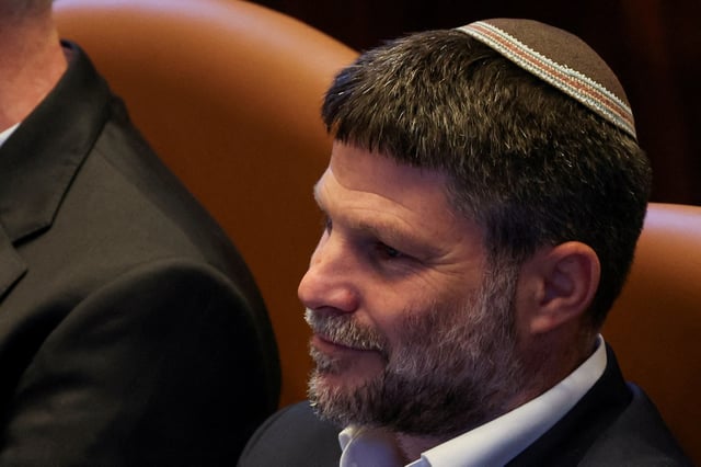 Israeli Finance Minister Bezalel Smotrich attends a Plenum session of the Knesset, Israel's Parliament, also attended by Argentine President Javier Milei (not pictured), in Jerusalem, June 11, 2025 REUTERS/Ronen Zvulun/File Photo