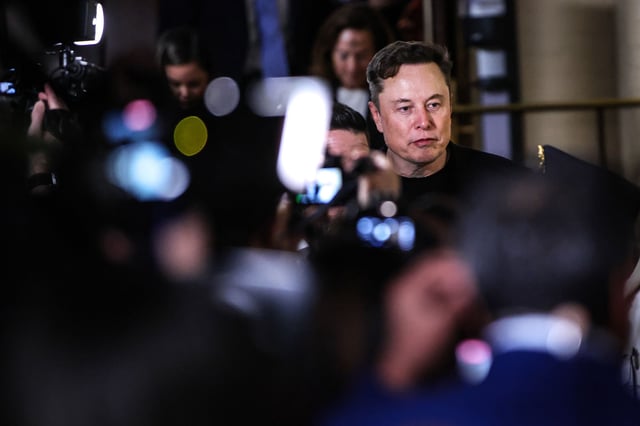 Elon Musk leaves a meeting with House Republicans in the basement of the U.S. Capitol building on March 5, 2025 in Washington, DC. Musk is meeting with Republicans in Congress today to discuss some of the dramatic cuts made, and ones yet to be made, across government agencies by the Department of Government Efficiency (DOGE).