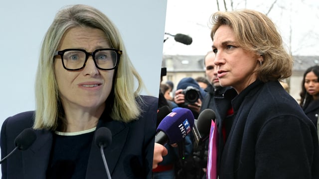 De gauche à droite, Astrid Panosyan-Bouvet, ministre du Travail, et Marylise Léon, secrétaire générale de la CFDT.