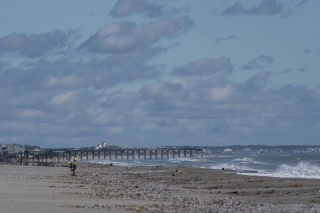 FILE - A section of the Pawleys Island pier is missing after Hurricane Ian, Oct. 1, 2022, in Pawleys Island, S.C. (AP Photo/Alex Brandon, File)