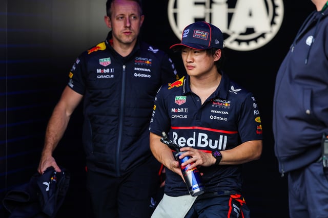 Yuki Tsunoda of Japan and Oracle Red Bull Racing walks in the paddock during qualifying ahead of the F1 Grand Prix of Great Britain at Silverstone Circuit on July 5, 2025 in Northampton, United Kingdom.