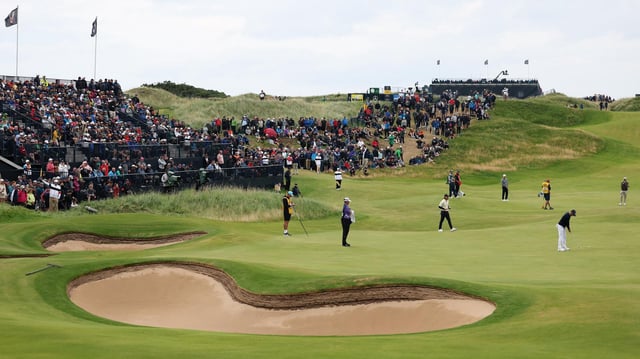 Blick auf den Golfplatz von Portrush in Nordirland bei den British Open 2025
