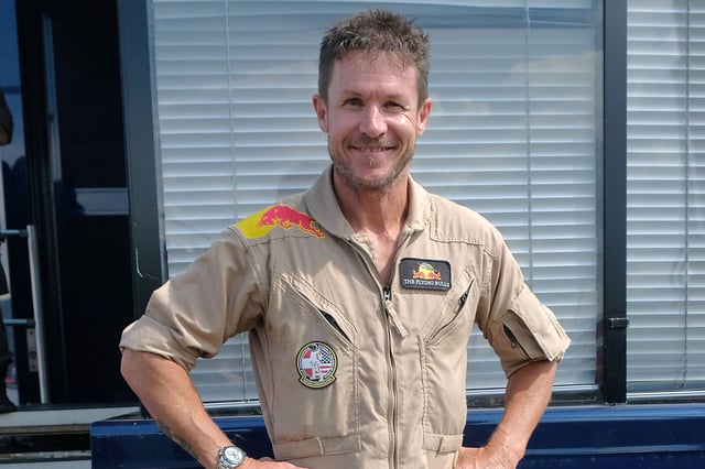 Felix Baumgartner poses during the Airpower 2022 airshow in Austria.