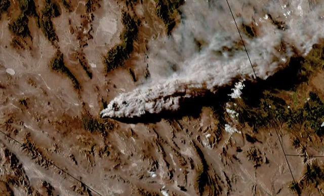 Nevada's Gothic Fire seen from GOES-18 satellite imagery (Credit: CSU/CIRA & NOAA).