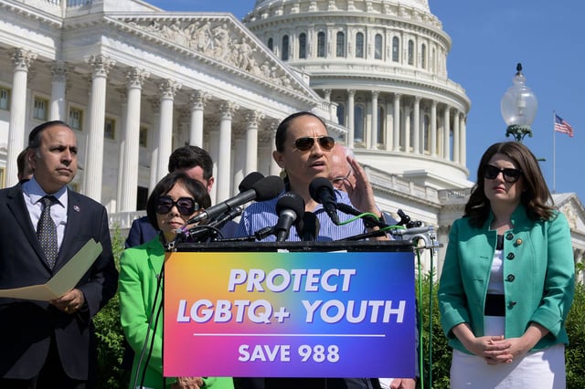 US Rep. Shanice Davids, D-Kansas, speaks about the 988 hotline ending its services for LGBTQ+ youth on Thursday, July 17.