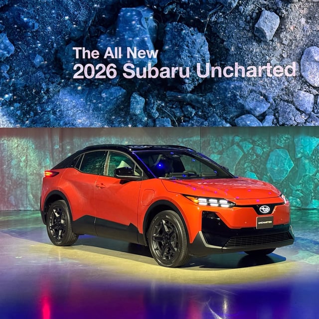 The 2026 Subaru Uncharted after it was revealed at an event in New York City on Thursday evening.