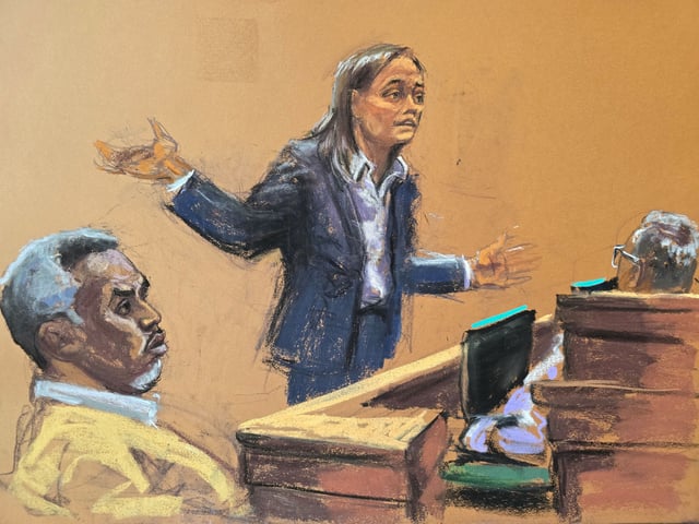 La procureure Maurene Comey représentée à l’occasion du procès de Sean Combs.