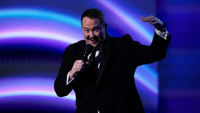 Host Shane Gillis speaks at the ESPY Awards at the Dolby Theatre in Los Angeles, Wednesday