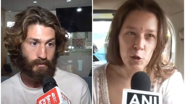 Dror Goldstein (L) is the father of Russian woman Nina Kutina's daughters. The woman was found living inside a cave with her children in Karnataka.
