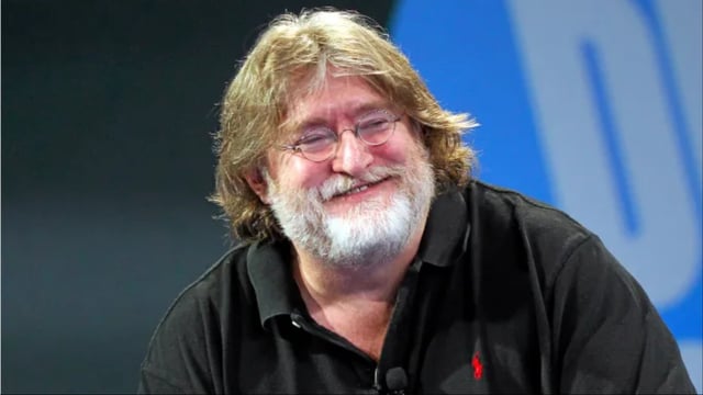 A close up image of Gabe Newell.