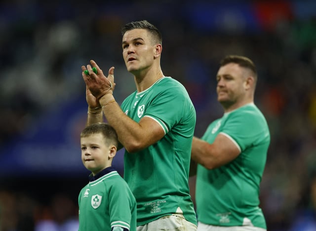 Rugby Union - Rugby World Cup 2023 - Quarter Final - Ireland v New Zealand - Stade de France, Saint-Denis, France - October 14, 2023 Ireland's Johnny Sexton applauds the fans after the match REUTERS/Sarah Meyssonnier/File Photo