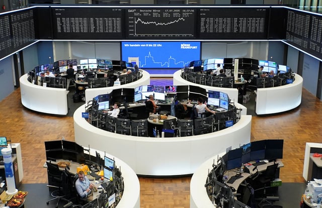 German share price index DAX graph is pictured at the stock exchange in Frankfurt, Germany, July 17, 2025.  REUTERS/Wolfgang Rattay/File Photo