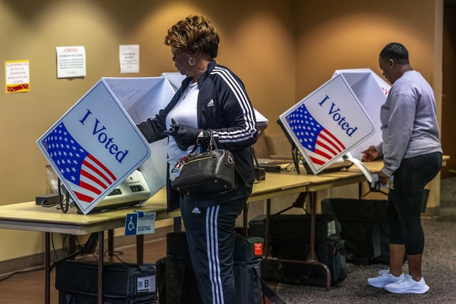 Voters cast their ballots at a polling station in Rock Hill, S. C., during the Democratic primary  on Feb. 3, 2024.