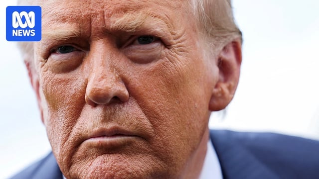 A very close up photo of Trump with a furrowed brow 