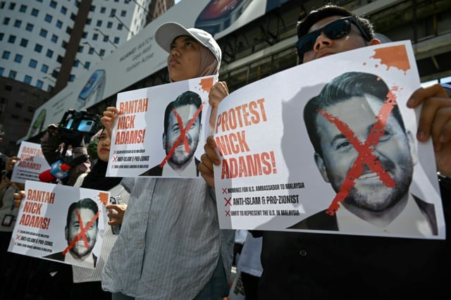 Malaysians protested near the US embassy in Kuala Lumpur against President Donald Trump's nomination of a right-wing commentator as envoy to the Muslim-majority nation