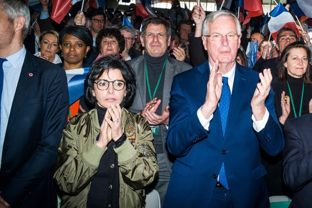 Rachida Dati et Michel Barnier, à Paris, le 3 avril 2022. 