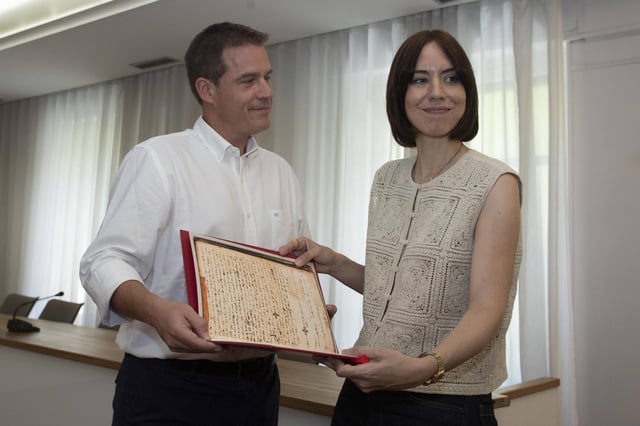 Morant posa con Cerdà en una visita a la Fira de Xàtiva, el verano pasado.