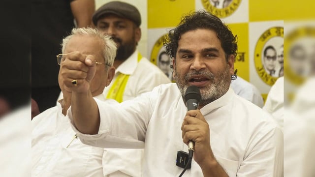 Patna: Jan Suraaj chief Prashant Kishor addresses a press conference, in Patna. ...