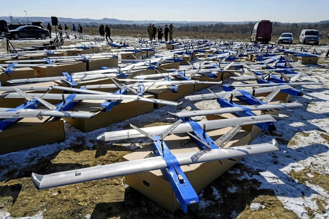 Des drones intercepteurs ukrainiens Besomar 3210 dans l'ouest du pays. 
