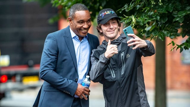Paul Ince posed for a selfie with a fan as he arrived at Chester magistrates’ court