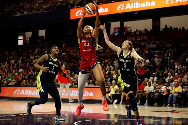 Mystics forward Kiki Iriafen (44) and Wings guard Paige Bueckers (5) join Mystics rookie Sonia Citron on the All-Star roster.