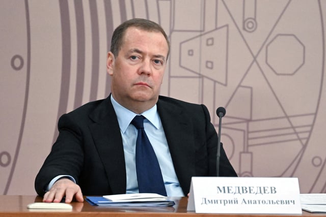 Dmitry Medvedev attends a meeting of the Council for Science and Education at the Joint Institute for Nuclear Research in the Moscow region's city of Dubna, Russia June 13, 2024. Sputnik/Alexei Maishev/Pool via REUTERS/File Photo