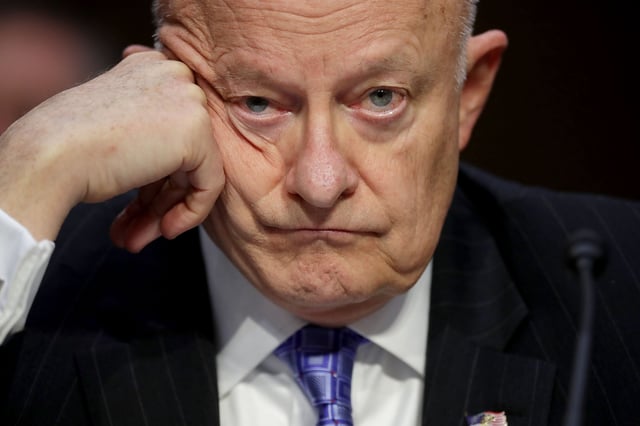 WASHINGTON, DC - MAY 08:  Former Director of National Intelligence James Clapper testifies before the Senate Judiciary Committee&#39;s Subcommittee on Crime and Terrorism in the Hart Senate Office Building on Capitol Hill May 8, 2017 in Washington, DC. Before being fired by U.S. President Donald Trump, former acting U.S. Attorney General Sally Yates said she had warned the White House about contacts between former National Security Advisor Michael Flynn and Russia that might make him vulnerable to blackmail.  (Photo by Chip Somodevilla/Getty Images)