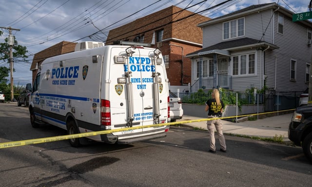 A 50yr old man was pronounced dead at New York Presbyterian Queens Hospital after he was shot multiple times in the chest and stomach near 28-02 119th Street in Queens on Thursday July 17, 2025. 2227. Photos taken on Friday July 18, 2025. 0724. (Theodore Parisienne / New York Daily News)