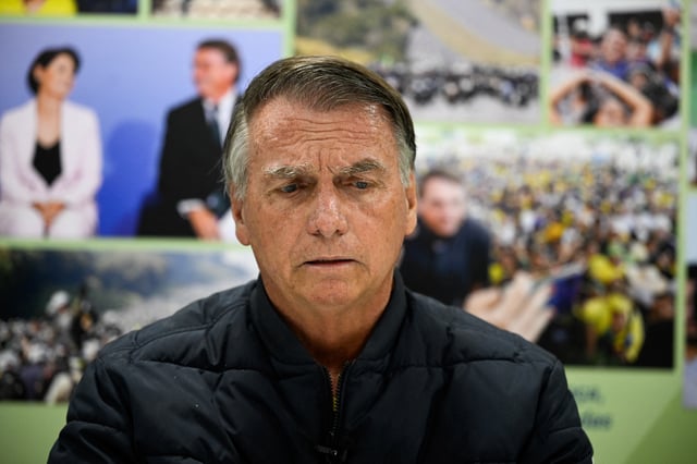 Former Brazilian President Jair Bolsonaro attends an interview with Reuters in Brasilia, Brazil, July 18, 2025. REUTERS/Mateus Bonomi