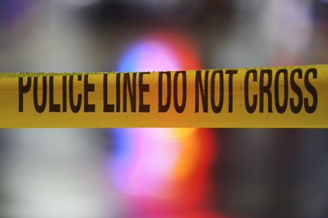 Crime scene tape in Philadelphia, Friday, Jan. 31, 2025.This tape is unrelated to Taylor&#39;s arrest.