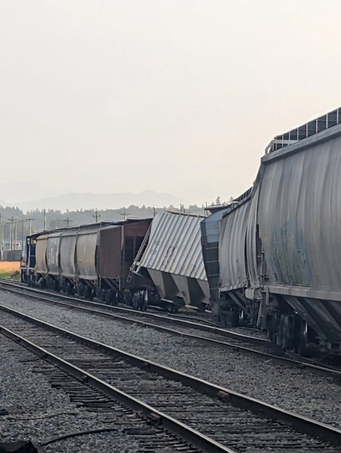 Police in Abbotsford say 4th Avenue in the city is closed to traffic after an overnight train derailment in the city as shown in this handout photo. THE CANADIAN PRESS/Handout — Abbotsford Police Department (Mandatory Credit)