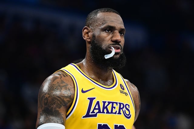 Lebron James #23 of the Los Angeles Lakers during the first half against the Oklahoma City Thunder at Paycom Center on November 30, 2023 in Oklahoma City, Oklahoma.