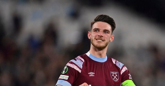 Soccer Football - Europa Conference League - Semi Final - First Leg - West Ham United v AZ Alkmaar - London Stadium, London, Britain - May 11, 2023 West Ham United's Declan Rice celebrates after the match REUTERS/Tony Obrien