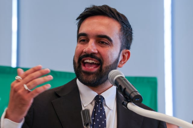 NEW YORK, NEW YORK - JULY 15:  Democratic socialist candidate Zohran Mamdani, who won the Democratic primary for mayor of New York City, speaks at an endorsement event from the union DC 37 on July 15, 2025, in New York City. Weeks after Mamdani won the Democratic primary for mayor, various wealthy interest groups have begun to mobilize against the 33-year-old state assemblyman. Mamdani has vowed to freeze rent hikes for a year, make buses free, and increase taxes on wealthy New Yorkers. Former Gov. Andrew Cuomo announced Monday that he will continue his run for New York City mayor after losing to Zohran Mamdani in last month&#39;s Democratic primary.  (Photo by Spencer Platt/Getty Images)