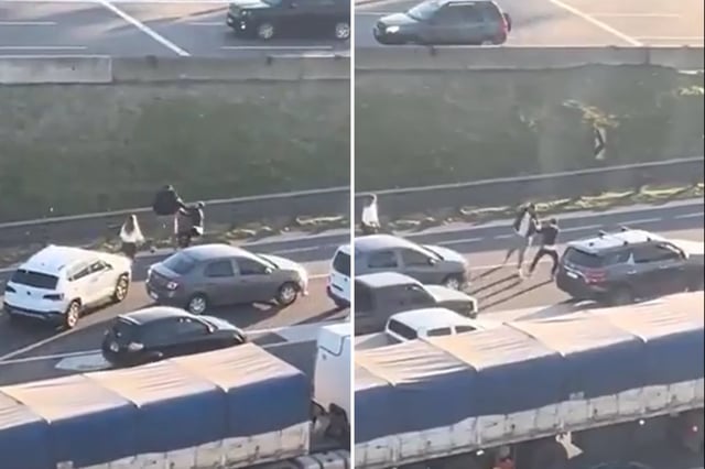 El momento del altercado en la Panamericana