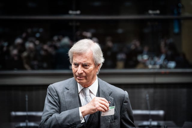 FRANCE, Paris, 2024-03-13. Photography by Xose Bouzas / Hans Lucas. Hearing of the commission of inquiry into the allocation, content and control of authorizations for national digital terrestrial television services at the French National Assembly. Portrait of Vincent Bollore, advisor to the Chairman of Vivendi s Management Board, former Chairman of Vivendi s Supervisory Board and Chairman of the Supervisory Board of the Canal plus Group, at the start of the hearing.
FRANCE, Paris, 2024-03-13. Photographie par Xose Bouzas / Hans Lucas. Audition de la commission d enquete sur l attribution, le contenu et le controle des autorisations de services de television a caractere national sur la television numerique terrestre a l Assemblee Nationale. Portrait de Vincent Bollore, conseiller du president du directoire de Vivendi, ancien president du conseil de surveillance de Vivendi et du conseil de surveillance du groupe Canal+, au debut de l audition. (Photo by Xose Bouzas / Hans Lucas via AFP)