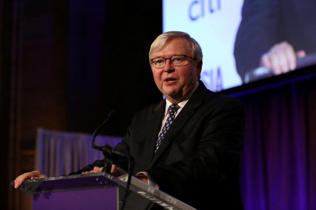 Former Australian Prime Minister and ASPI President Kevin Rudd gives a speech during the 2017 Asia Game Changer Awards and Gala Dinner in Manhattan, New York, U.S. November 1, 2017. REUTERS/Amr Alfiky/File Photo