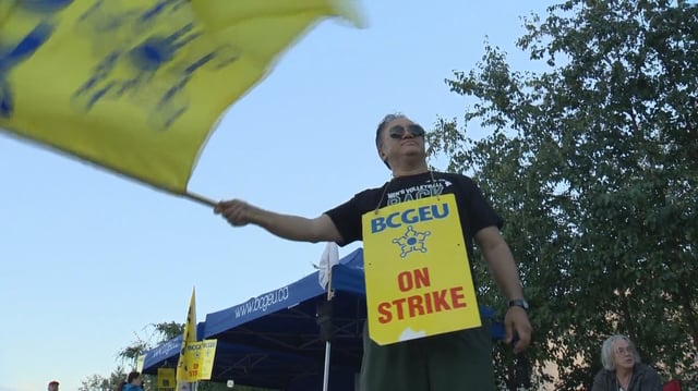 A striking BCGEU member is seen in this undated file photo. 
