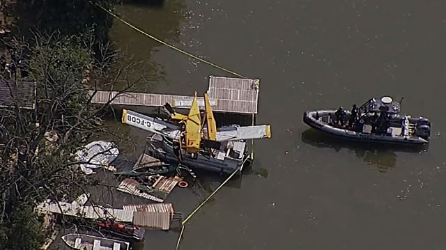A plane crashed into the dock of an Ontario lake.