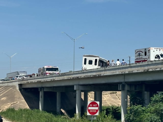 Four people were killed after a stolen white Camaro collided with a small transport bus Thursday afternoon on Interstate 35 and Cassin Road, near Leon Creek, San Antonio police said. 